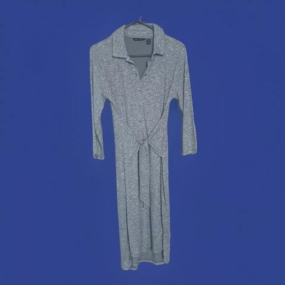 H By Halston Wrap Dress Gray Mid-Length With Lining Women Size X-S Ties In Front - Picture 2 of 3